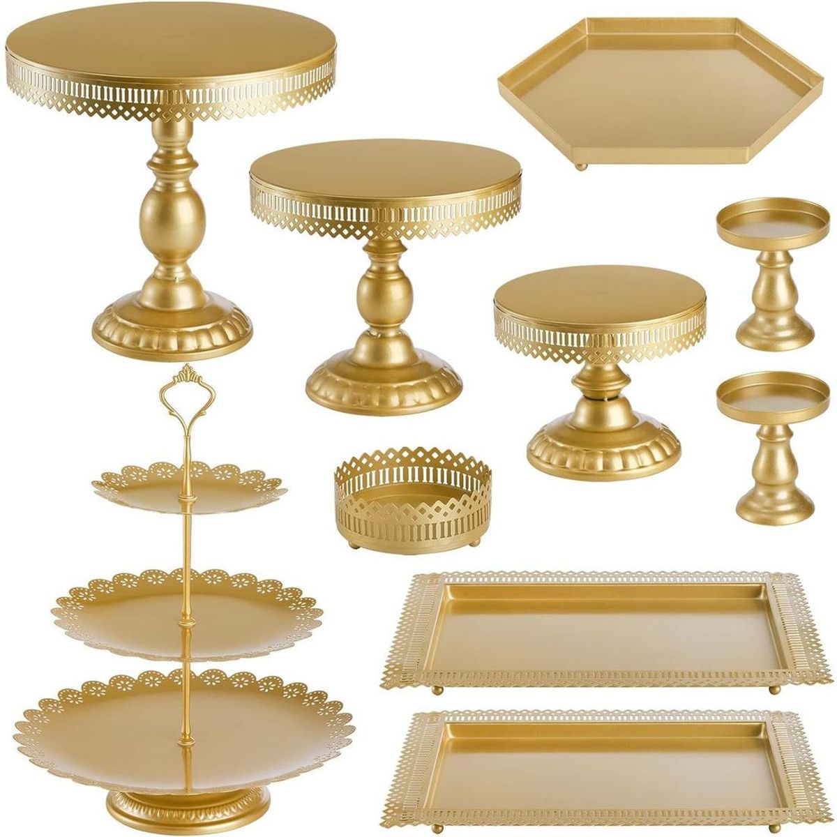 GENERICO - Set de 10 Soportes de Metal para Pasteles y Cupcakes
