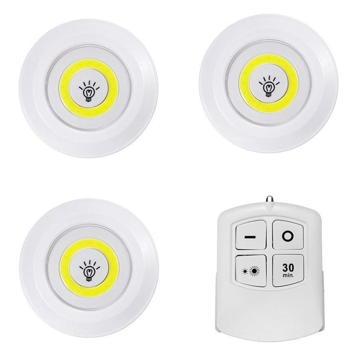 GENERICO - Set de 3 Lámparas LED Portátiles con Control Remoto
