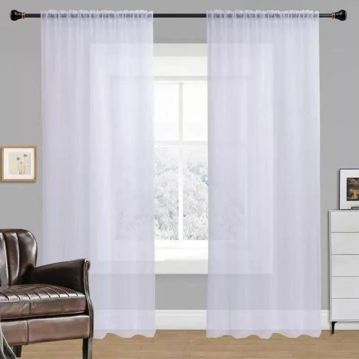 GENERICO - Cortina de Velo Liso Blanca 140x220 cm - Ideal para Decoración
