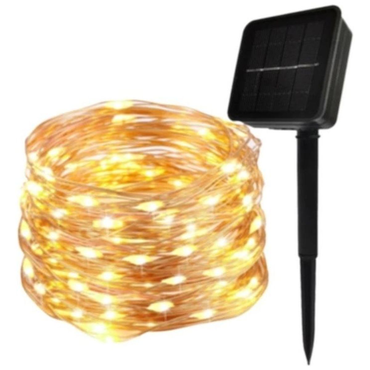 GENERICO - Guirnalda Solar de 100 LED Cálidos 10 Metros de Longitud