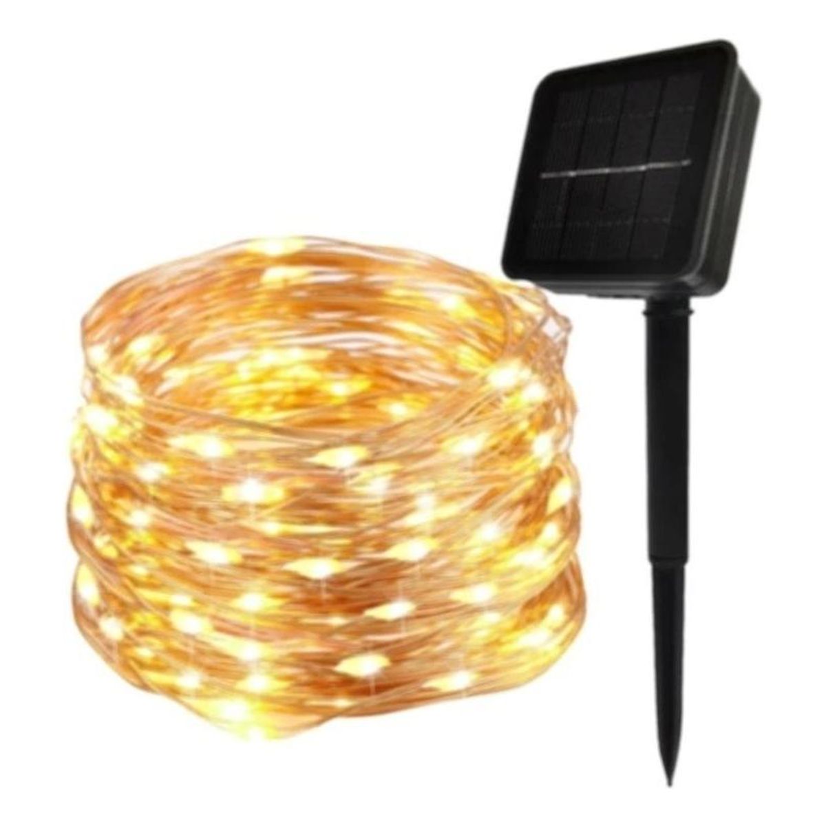 GENERICO - Guirnalda Solar de 100 LED Cálidos 10 Metros de Longitud