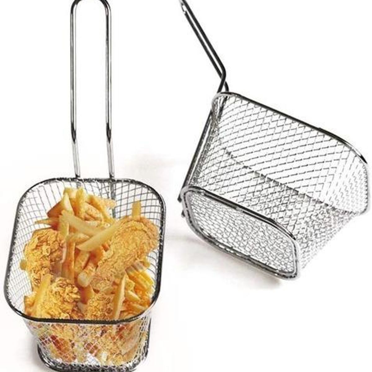 GENERICO - Mini Cesta de Acero Inoxidable para Papas Fritas - 2 Piezas