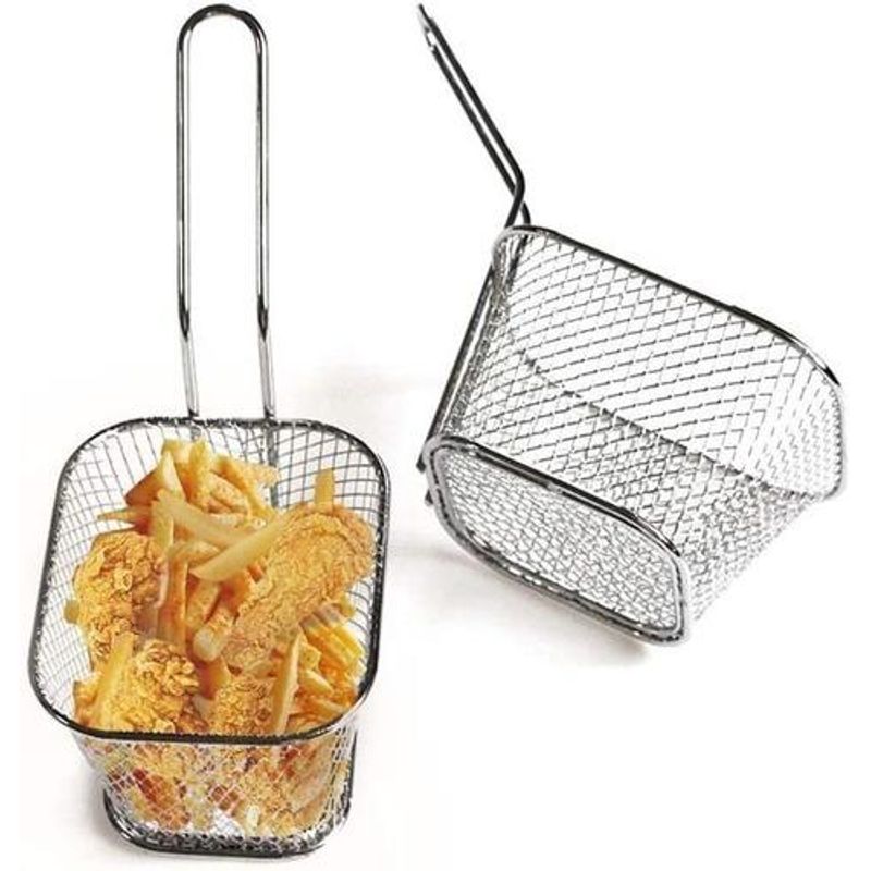GENERICO - Mini Cesta de Acero Inoxidable para Papas Fritas - 2 Piezas
