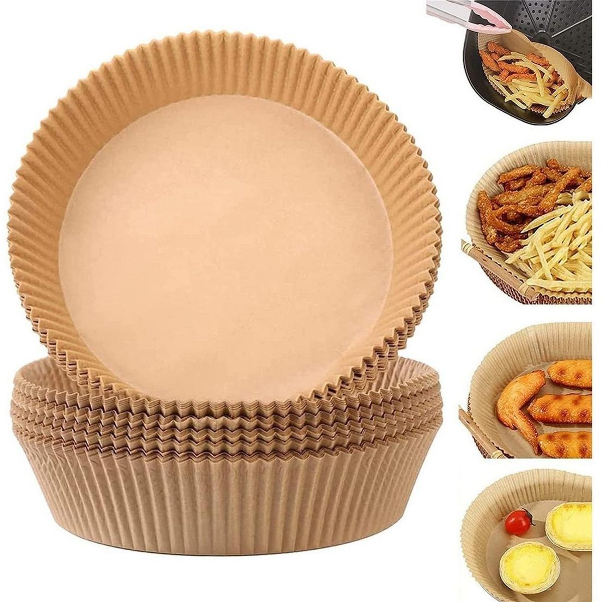 GENERICO - Pack de 200 Papeles Antiadherentes para Air Fryer - 16 cm