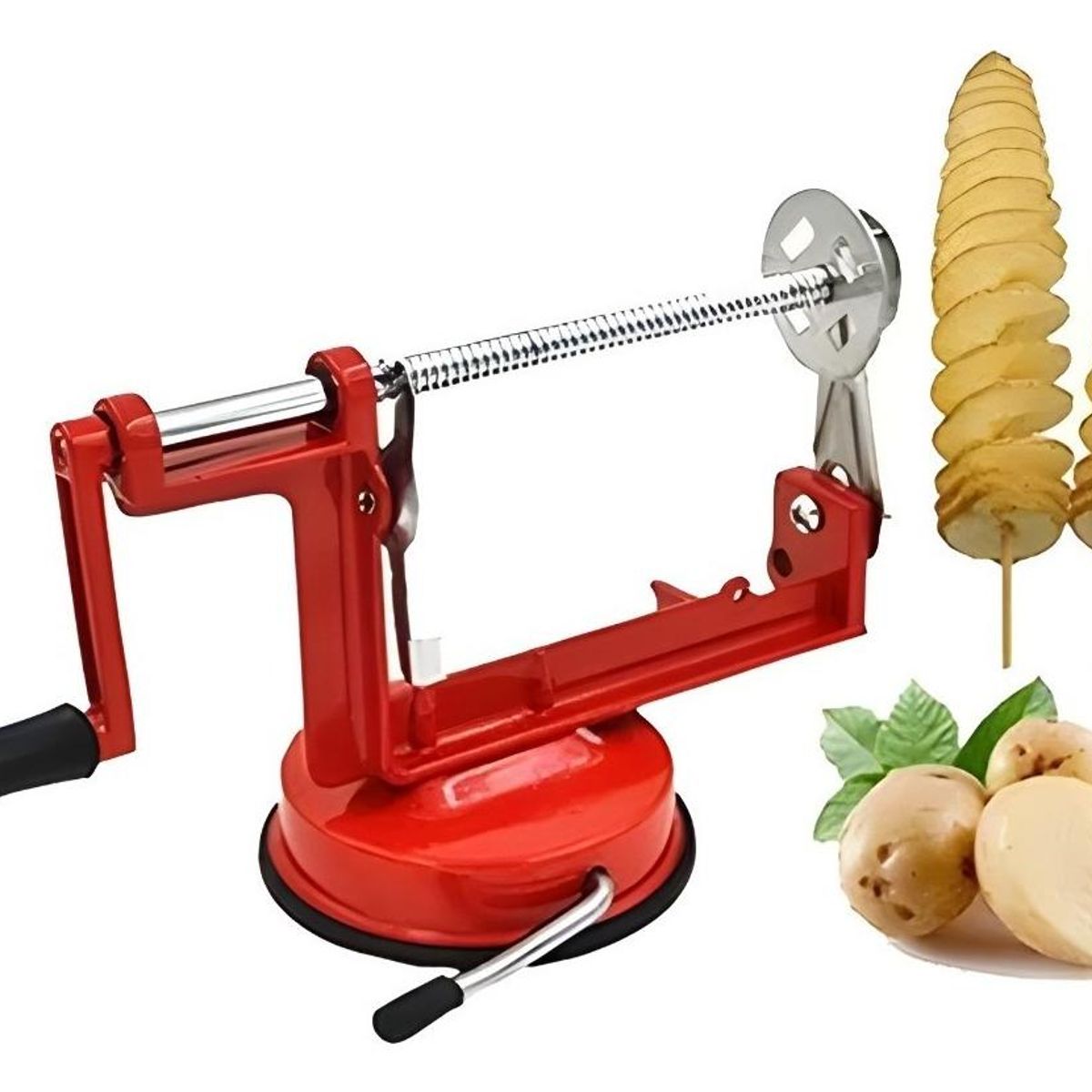 GENERICO - Cortador Manual de Papas en Espiral Rojo