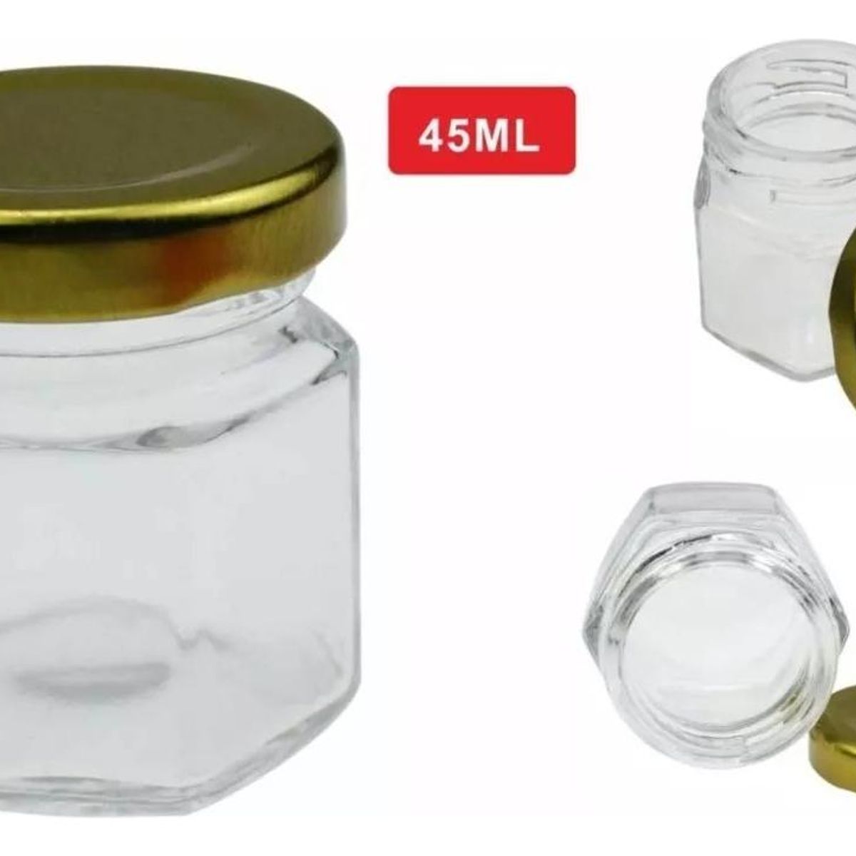 GENERICO - Frasco Hexagonal de Vidrio 45ml Pack de 12 Unidades