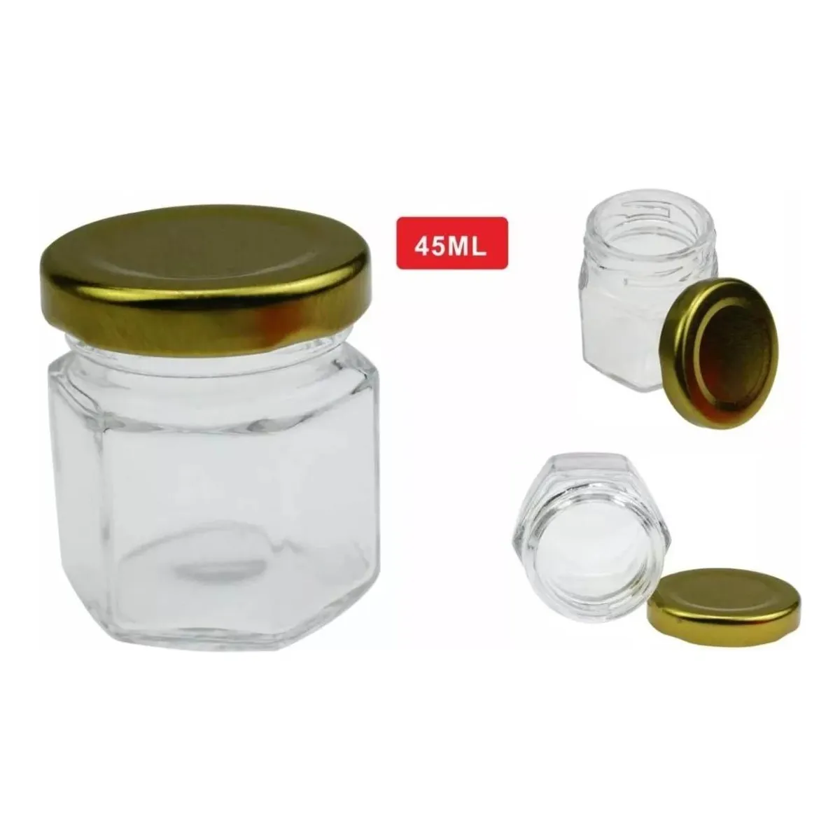 GENERICO - Frasco Hexagonal de Vidrio 45ml Pack de 12 Unidades