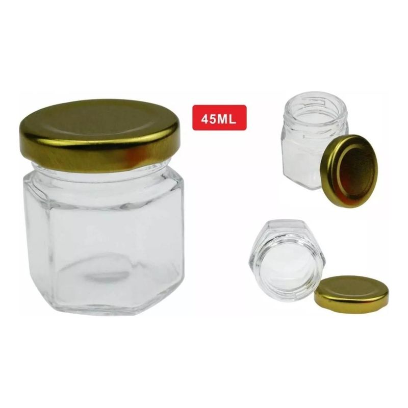 GENERICO - Frasco Hexagonal de Vidrio 45ml Pack de 12 Unidades
