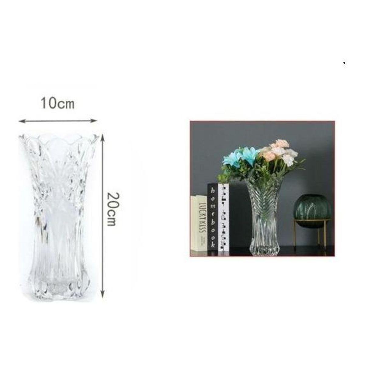 GENERICO - Jarrones de Cristal Prensado para Decoración Floral