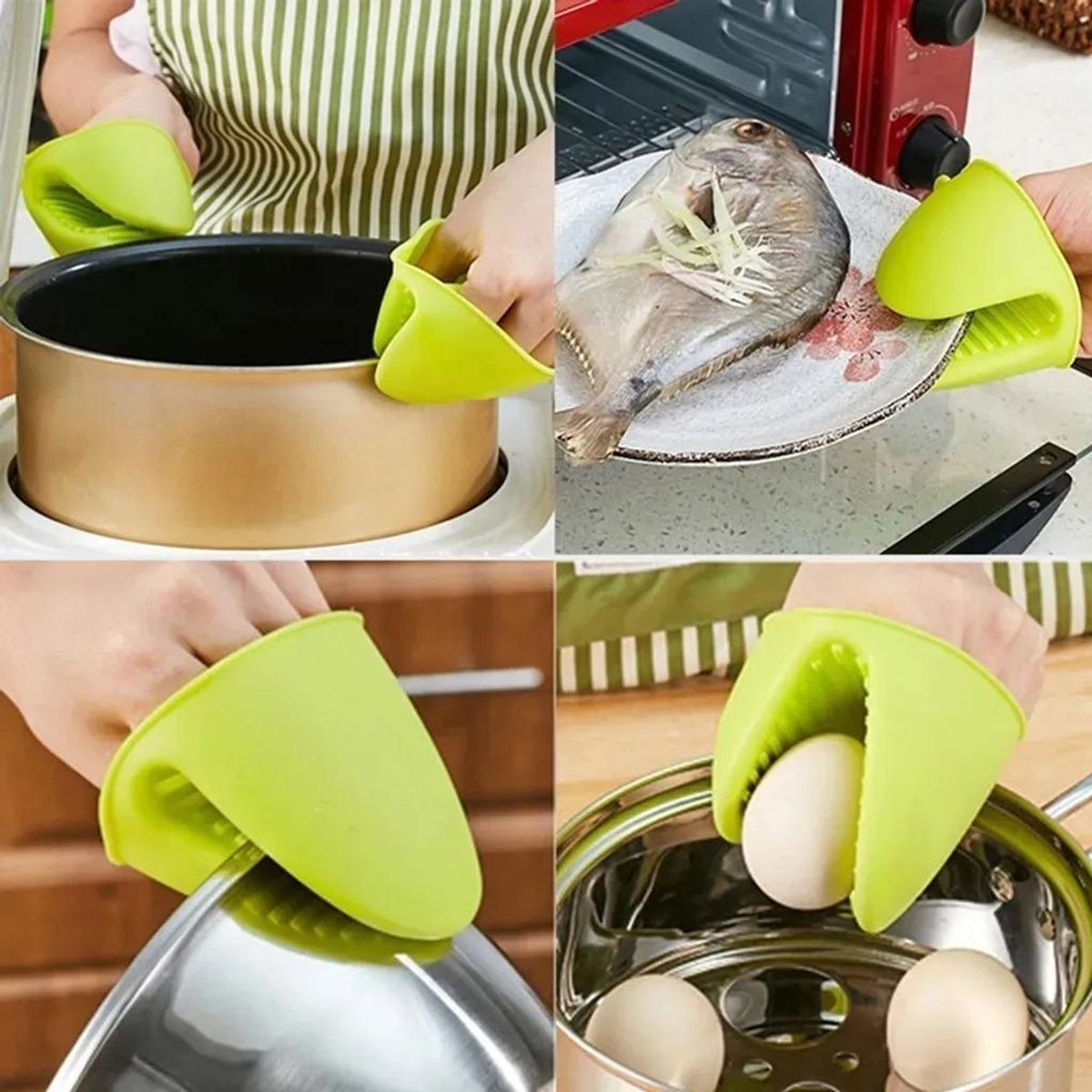 GENERICO - Set de 2 Guantes de Silicona Antideslizantes para Cocina
