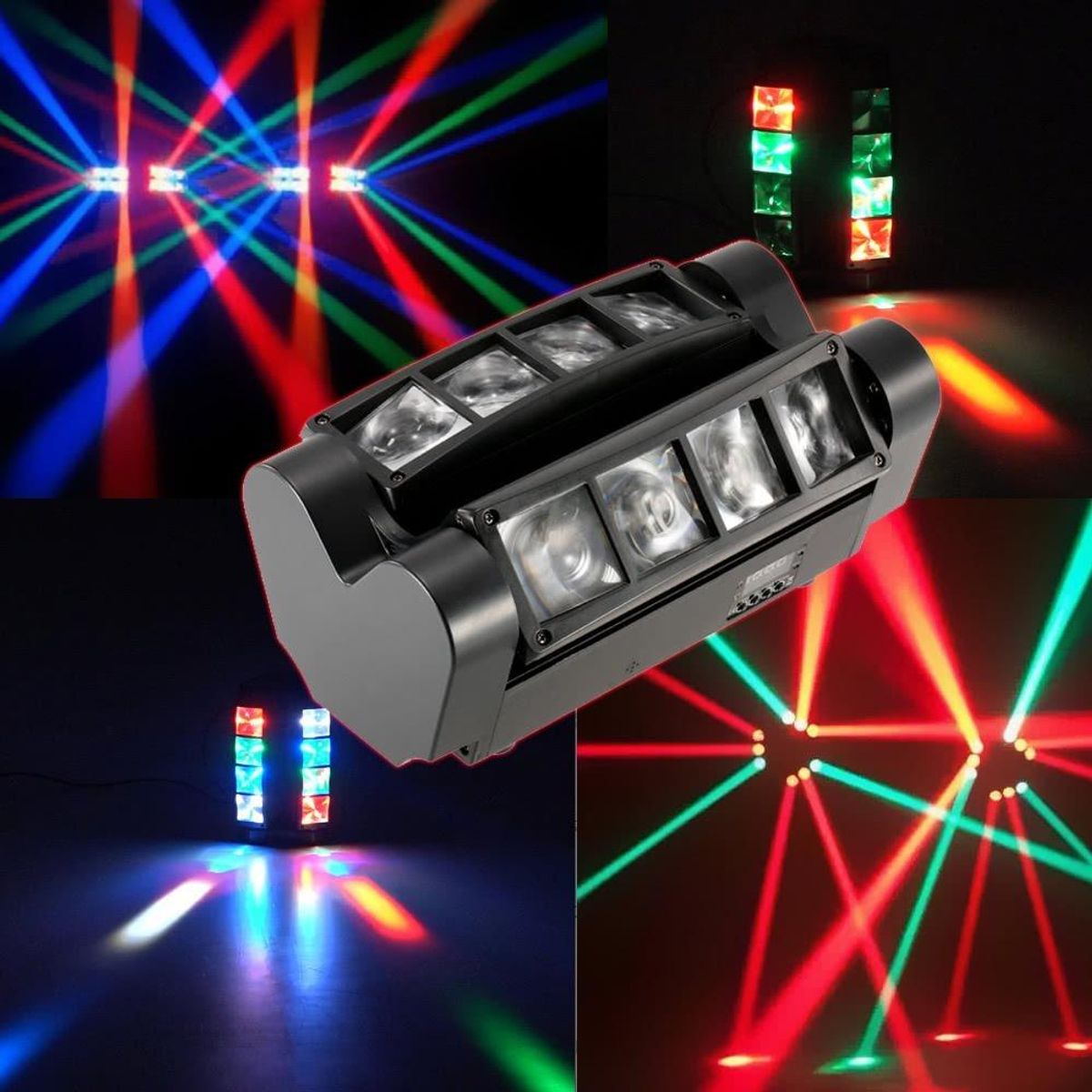 GENERICO - Cabeza Móvil LED Spider Beam RGBW DMX 8x3W para Fiestas