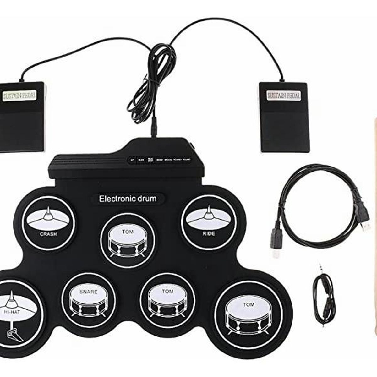GENERICO - Batería Electrónica Digital de 7 Pads con 2 Pedales