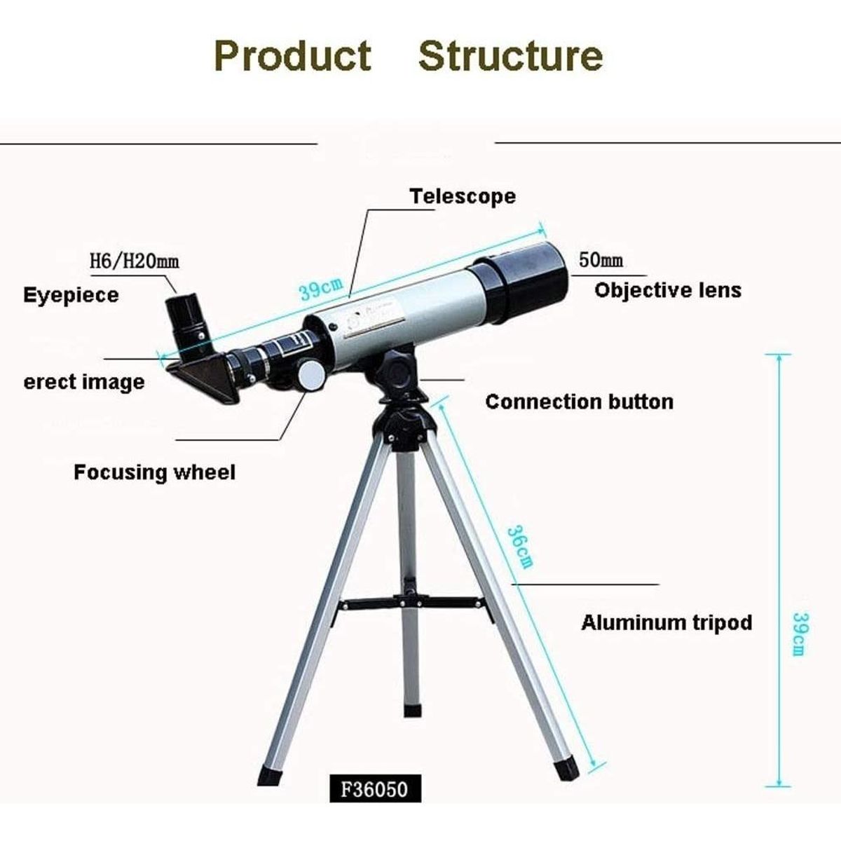 GENERICO - Telescopio Refractor de 360mm con Filtro Solar