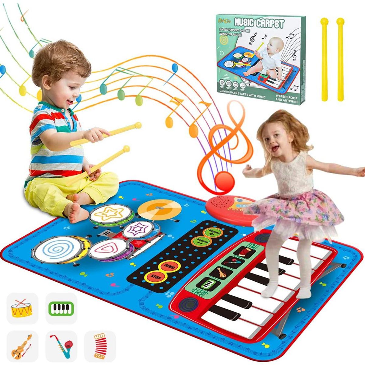 GENERICO - Alfombra Musical Interactiva de Piano y Tambor para Niños