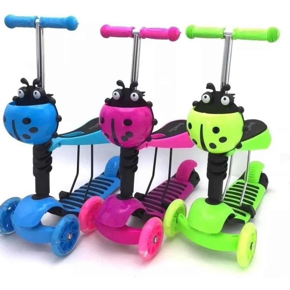 GENERICO - Scooter Monopatín 3 en 1 con Asiento y Ruedas LED