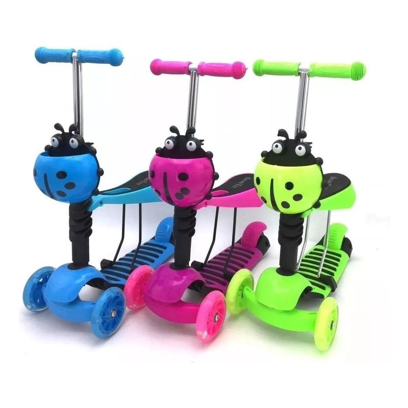 GENERICO - Scooter Monopatín 3 en 1 con Asiento y Ruedas LED