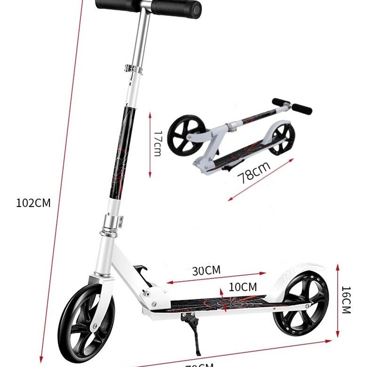 GENERICO - Scooter Plegable Ajustable para Adultos y Adolescentes