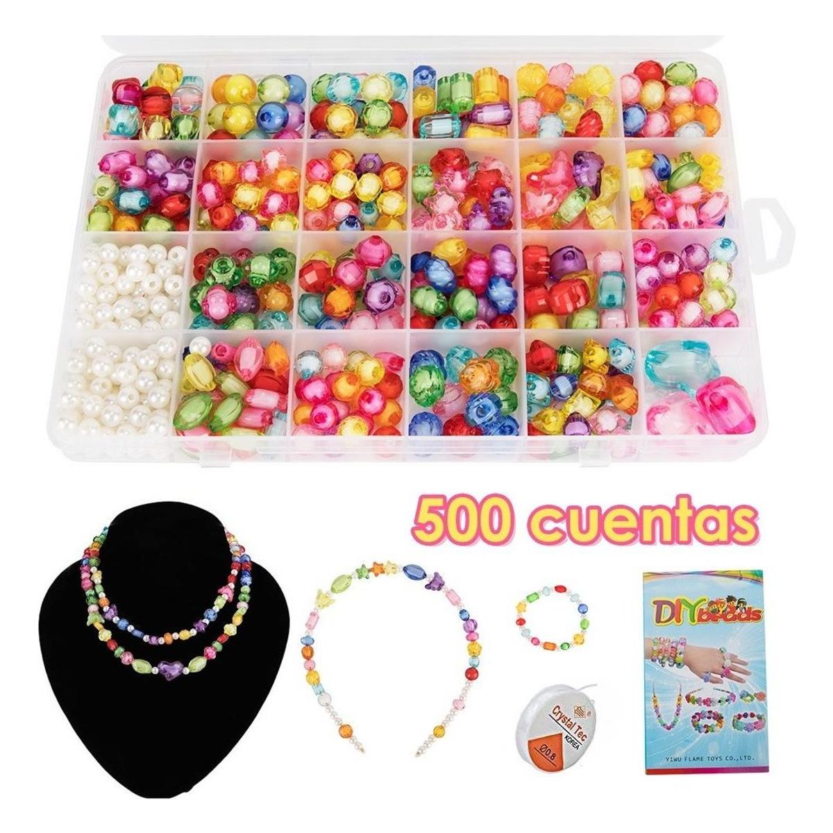 GENERICO - Kit de 500 Cuentas para Pulseras y Collares de Joyas