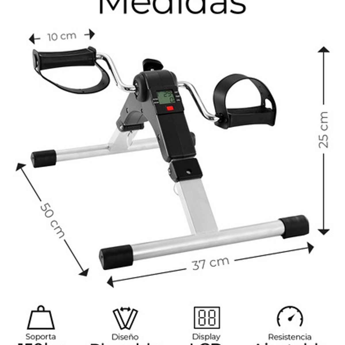IRM - Mini Bicicleta Pedal Plegable Pantalla LCD 150kg Rehabilitacion Ejercicio Casa Oficina Pedalera