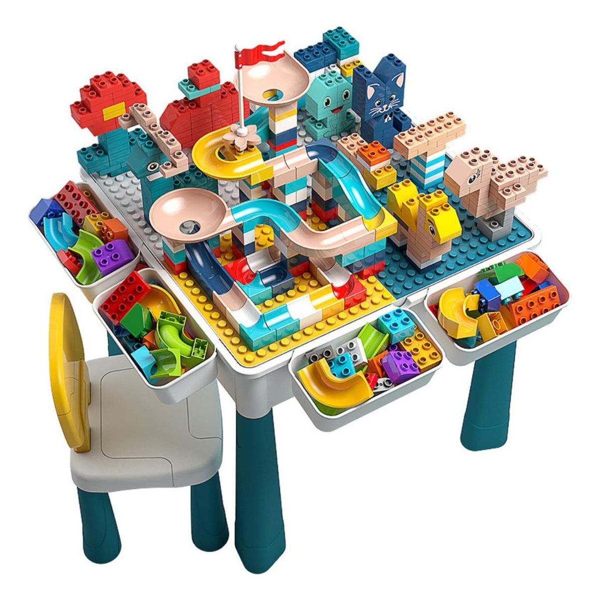 GENERICO - Juego de Rol Infantil Unisex con Mesa y Silla de Legos