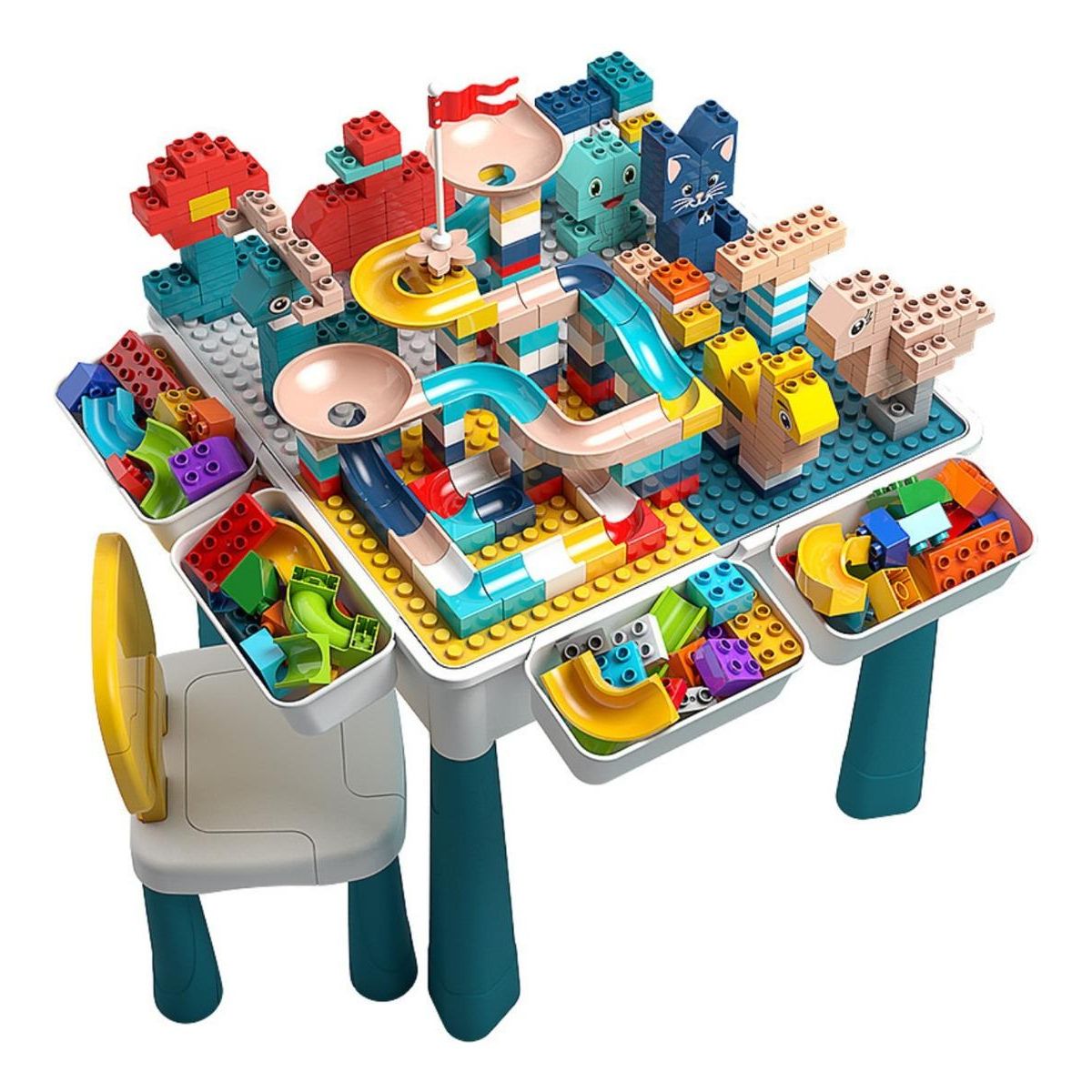 GENERICO - Juego de Rol Infantil Unisex con Mesa y Silla de Legos