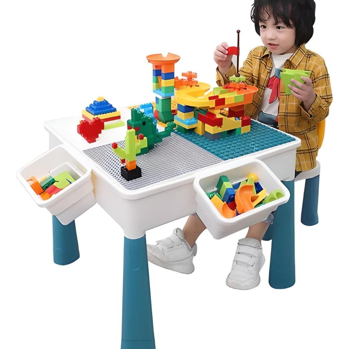 GENERICO - Juego de Rol Infantil Unisex con Mesa y Silla de Legos