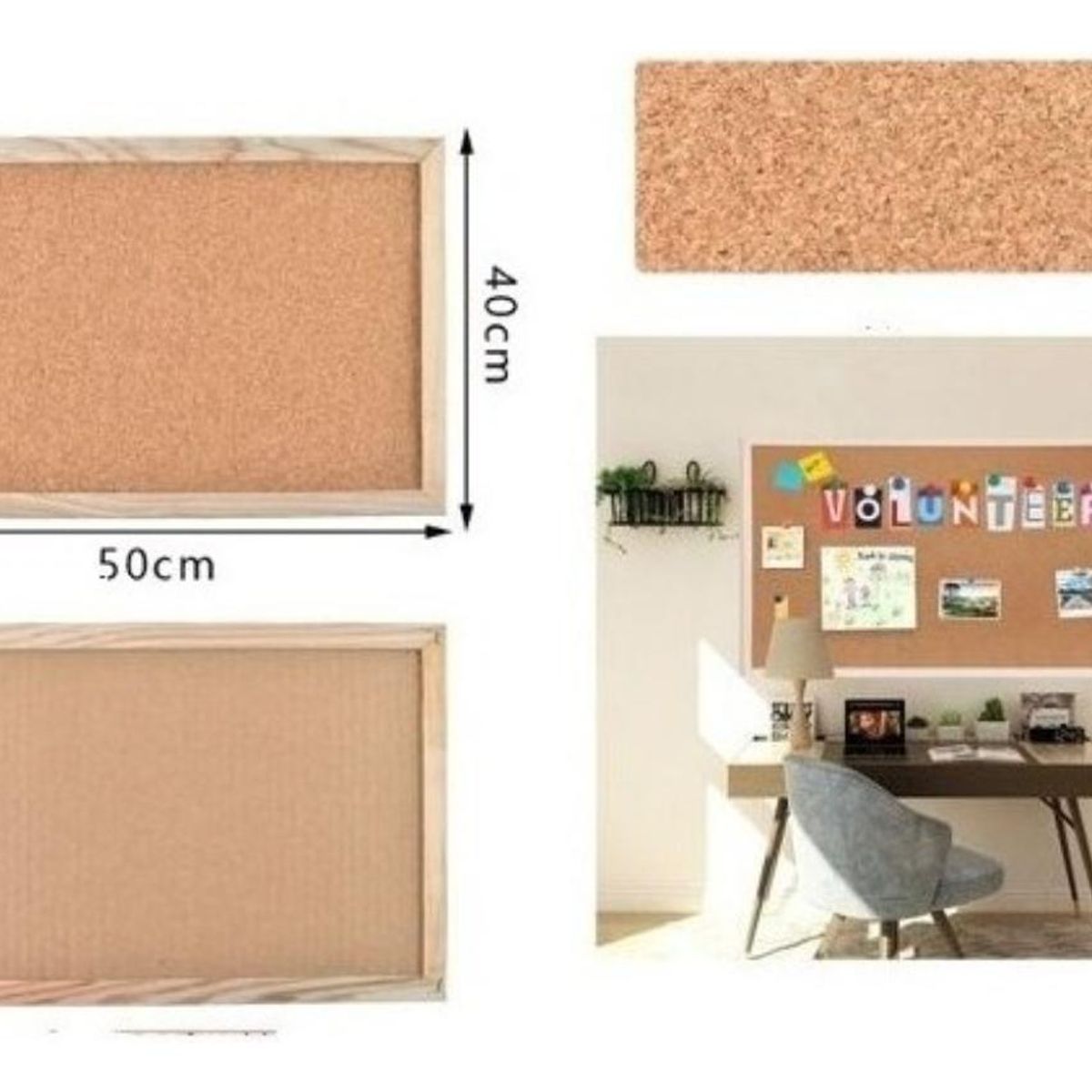 GENERICO - Tablero de Corcho 40 x 50 cm para Notas y Recordatorios