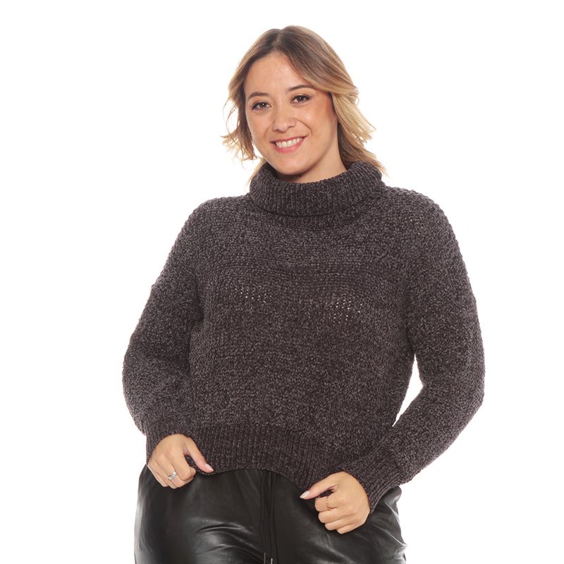 WADOS - SWEATER MANGA LARGA CUELLO ALTO JASPEADO