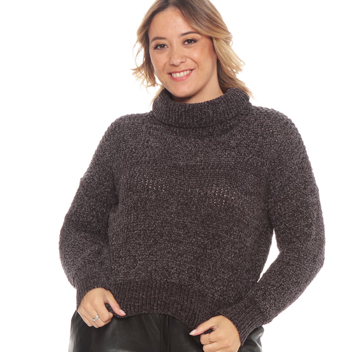 WADOS - SWEATER MANGA LARGA CUELLO ALTO JASPEADO