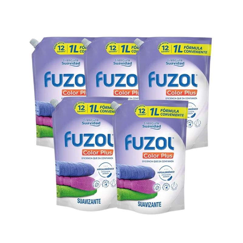 GENERICO - X5 Suavizante Fuzol Color Plus 1litro Frescura Suavidad.