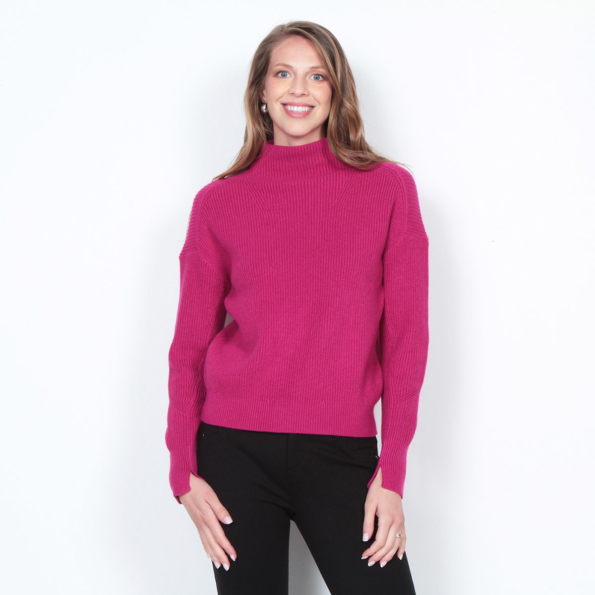WADOS - SWEATER MANGA LARGA SOLIDO CON CUELLO ALTO