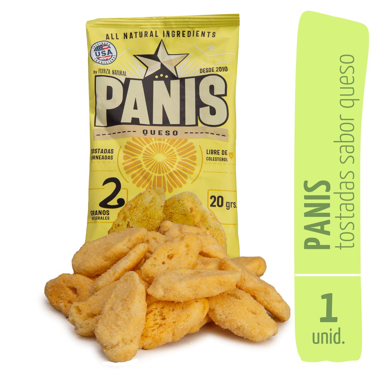 FUERZA NATURAL - Panis 20g Sabor Queso Snack Saludable Fuerza Natural