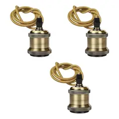 GENERICO - Pack 3 Soquete E27 Bronce Metálico Vintage Iluminación Hogar