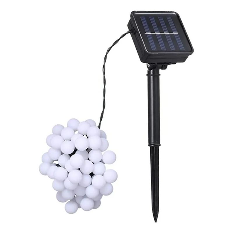 GENERICO - Guirnalda Solar 30 Pelotitas Blanco 5 Metros Luz Blanco