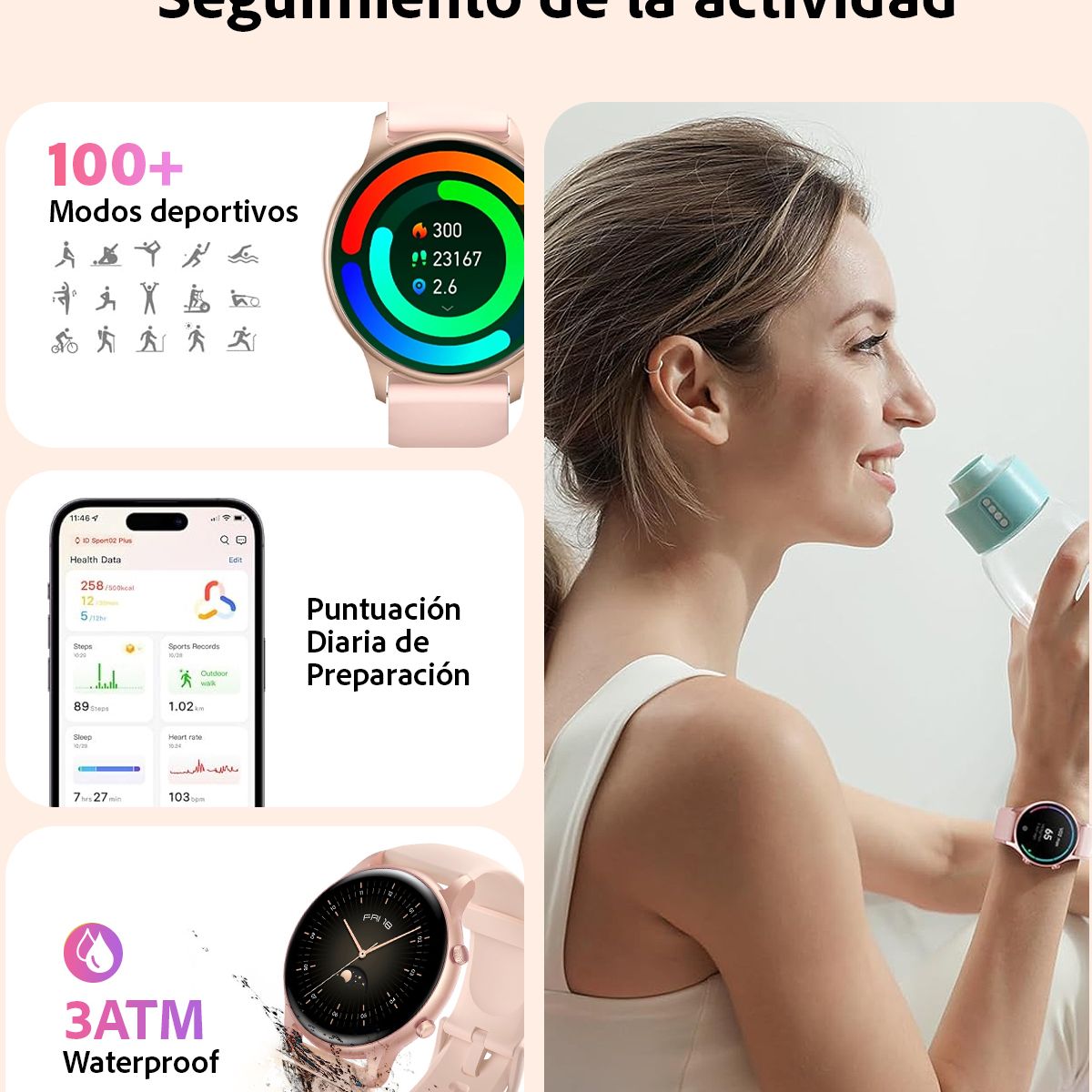 GENERICO - Smartwatch Sweet Gold Reloj Inteligente Mujer  Android-iOS.