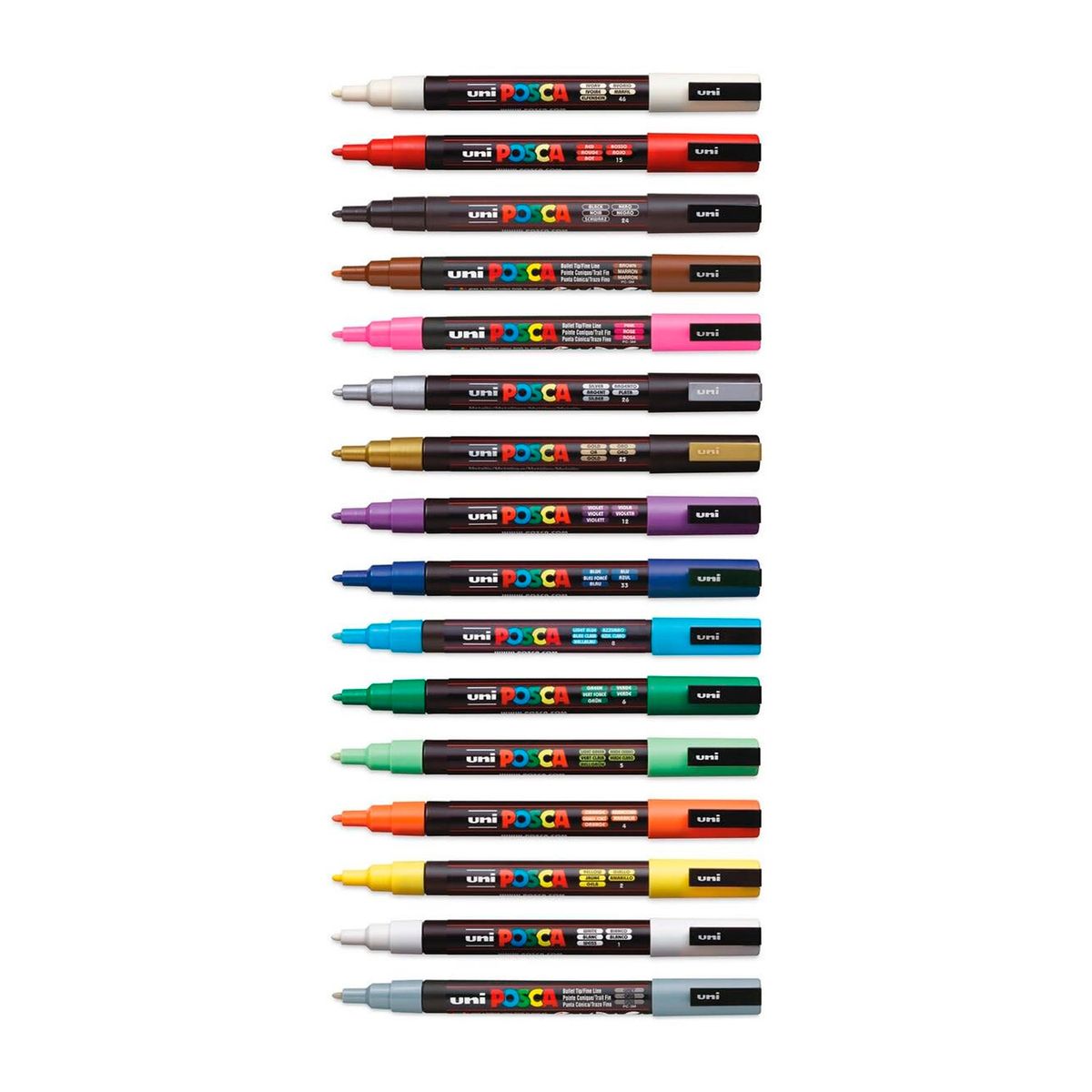 UNI POSCA - Marcador Uni Posca 16 Colores 3M (0.9 mm-1.3mm)