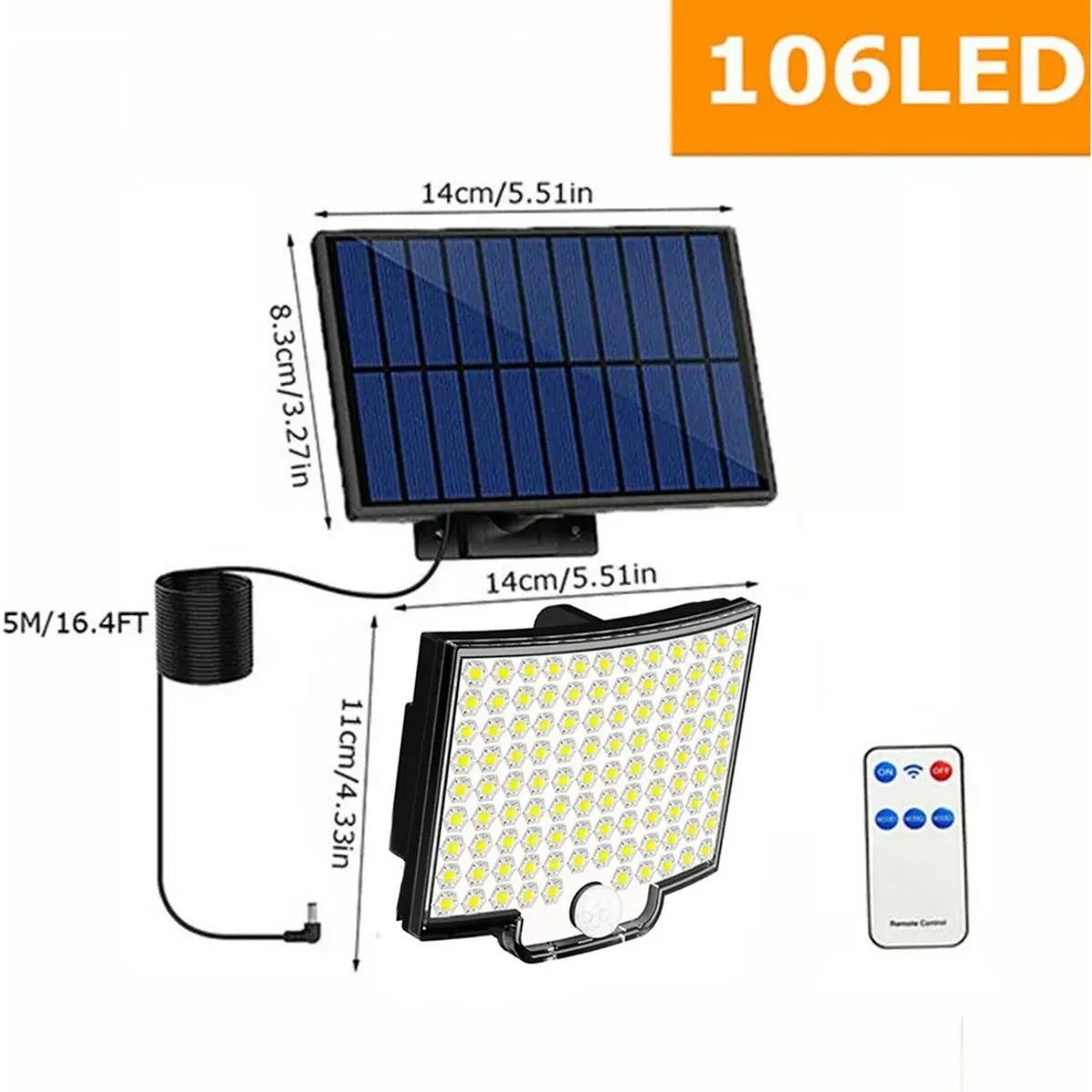 GENERICO - Lampara Led Solar Con Sensor De Movimiento