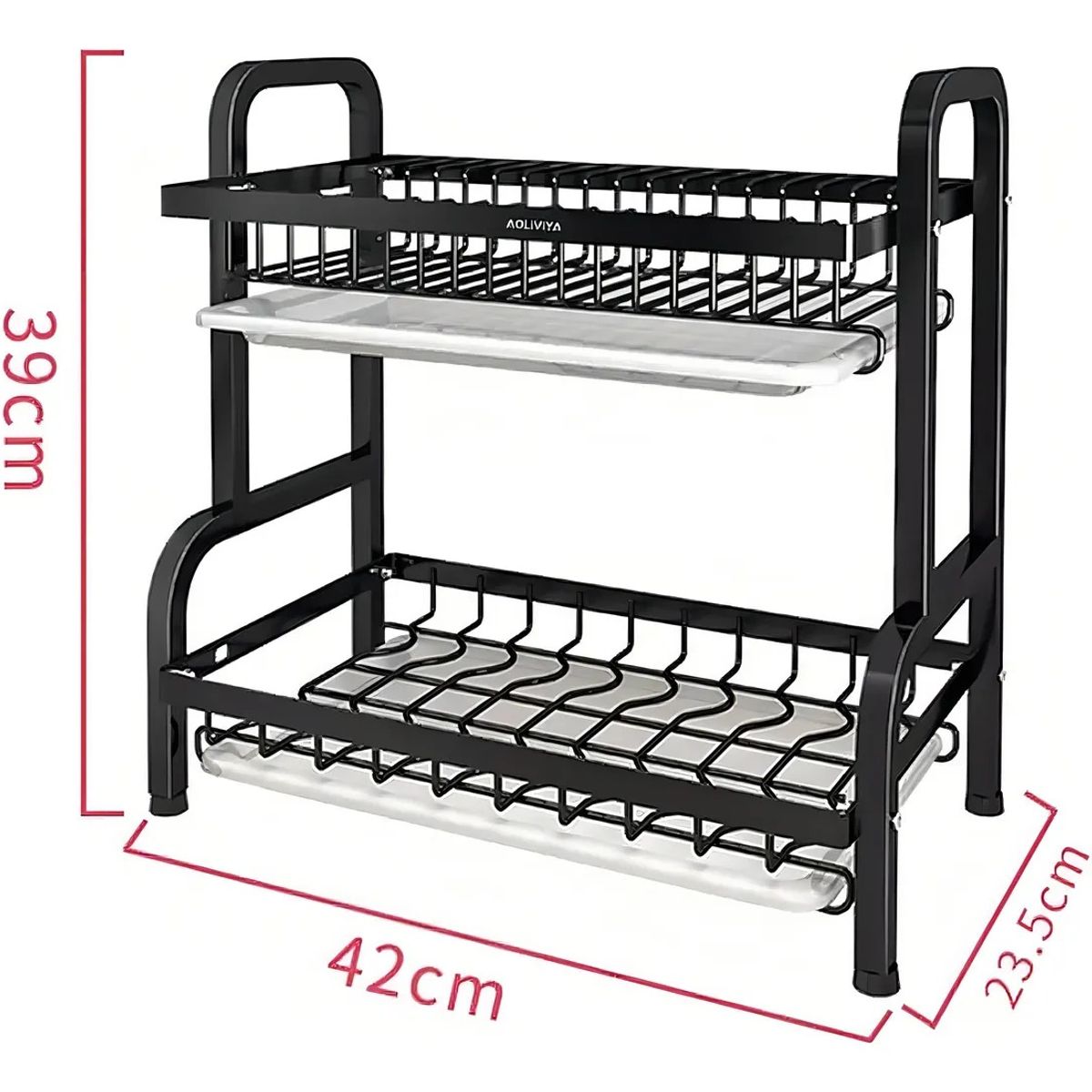 GENERICO - Escurridor secador de loza platos extraíble 2 Niveles color negro