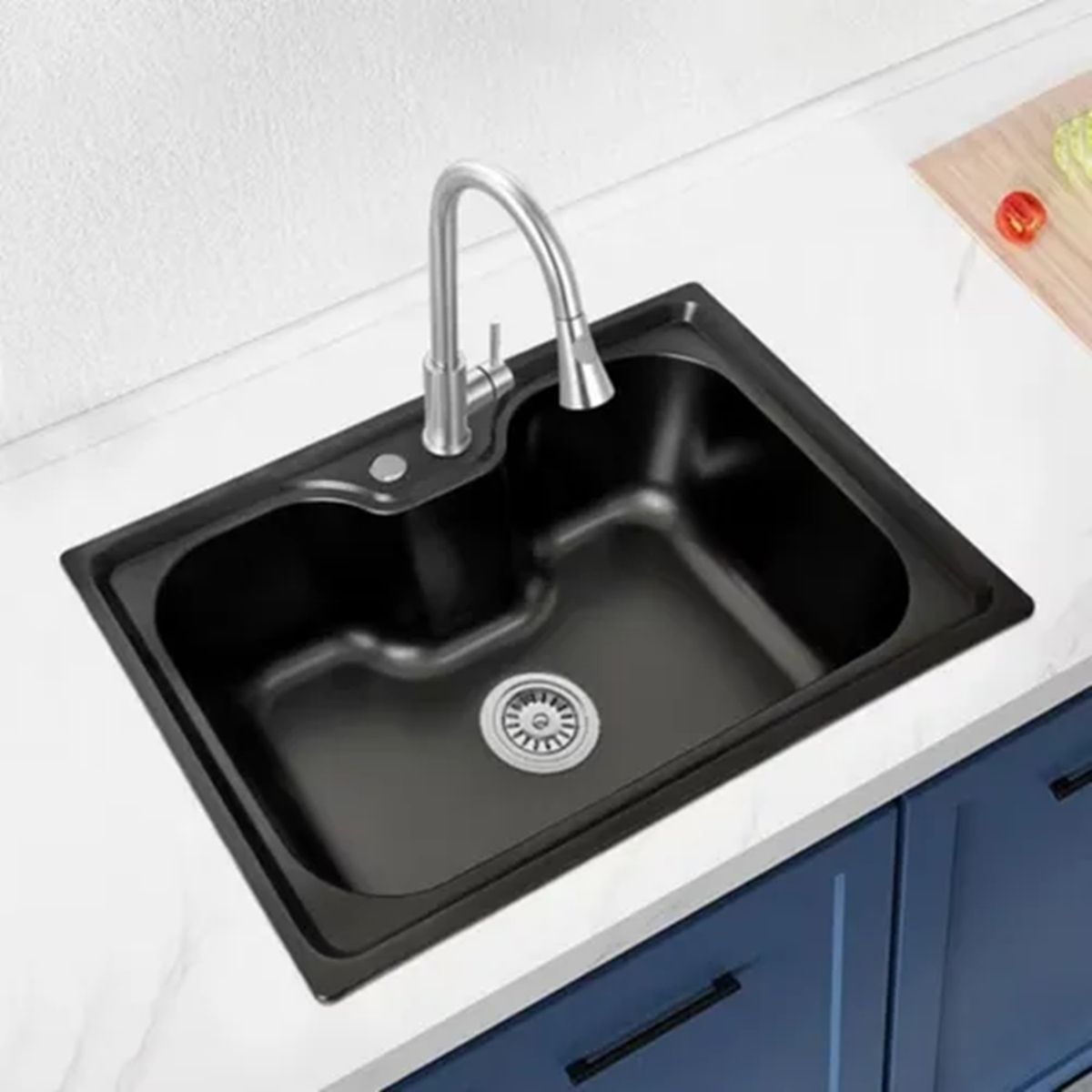 OEM - LAVAPLATOS DEKORA 50X40 CM ESTILO RIÑON COLOR NEGRO