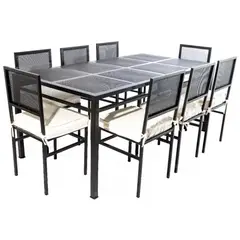 MUEBLES Y TERRAZAS - Comedor 8 cuadros malla para 8 sillas.