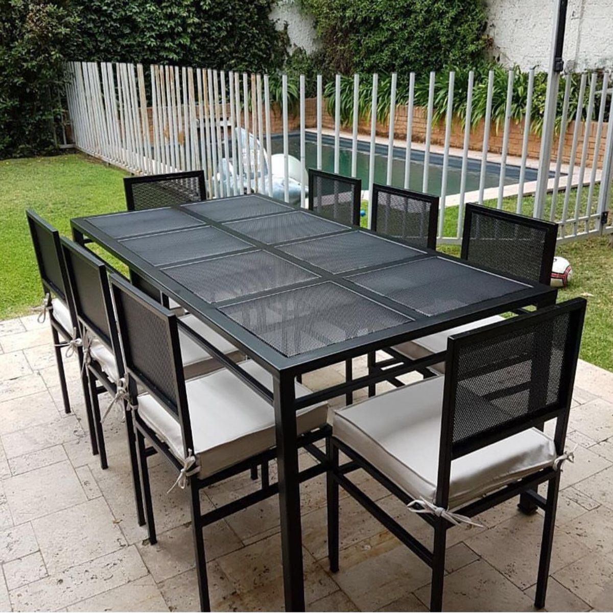 MUEBLES Y TERRAZAS - Comedor 8 cuadros malla para 8 sillas