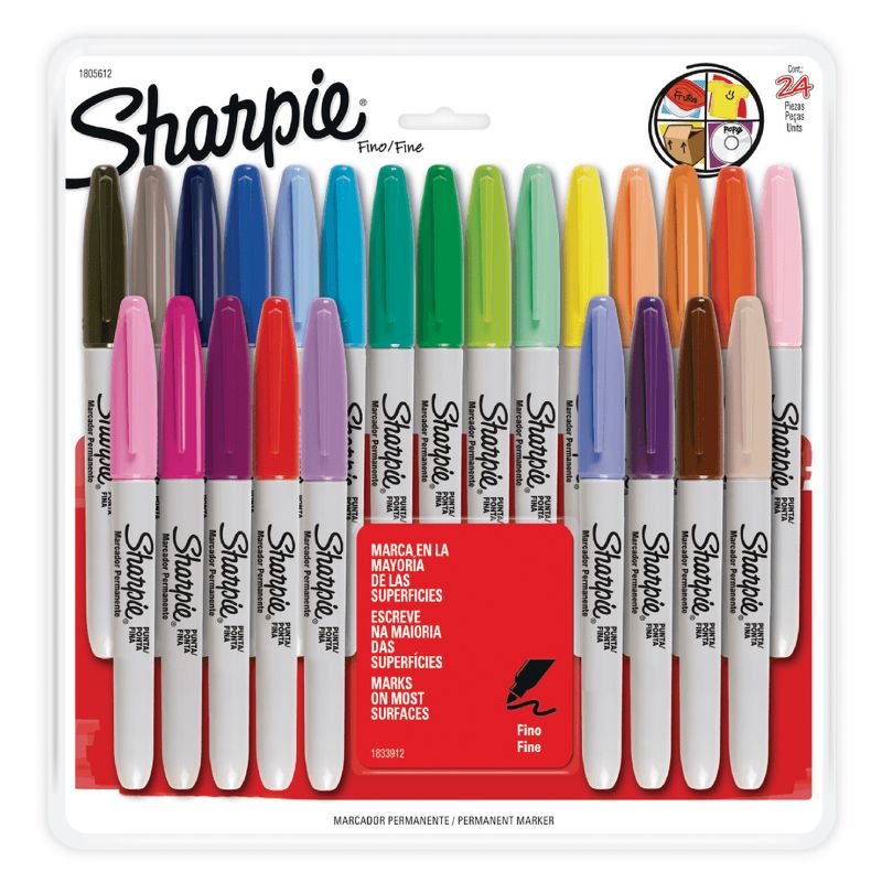 SHARPIE - Marcadores Punta Fina 24 Colores Surtidos Sharpie