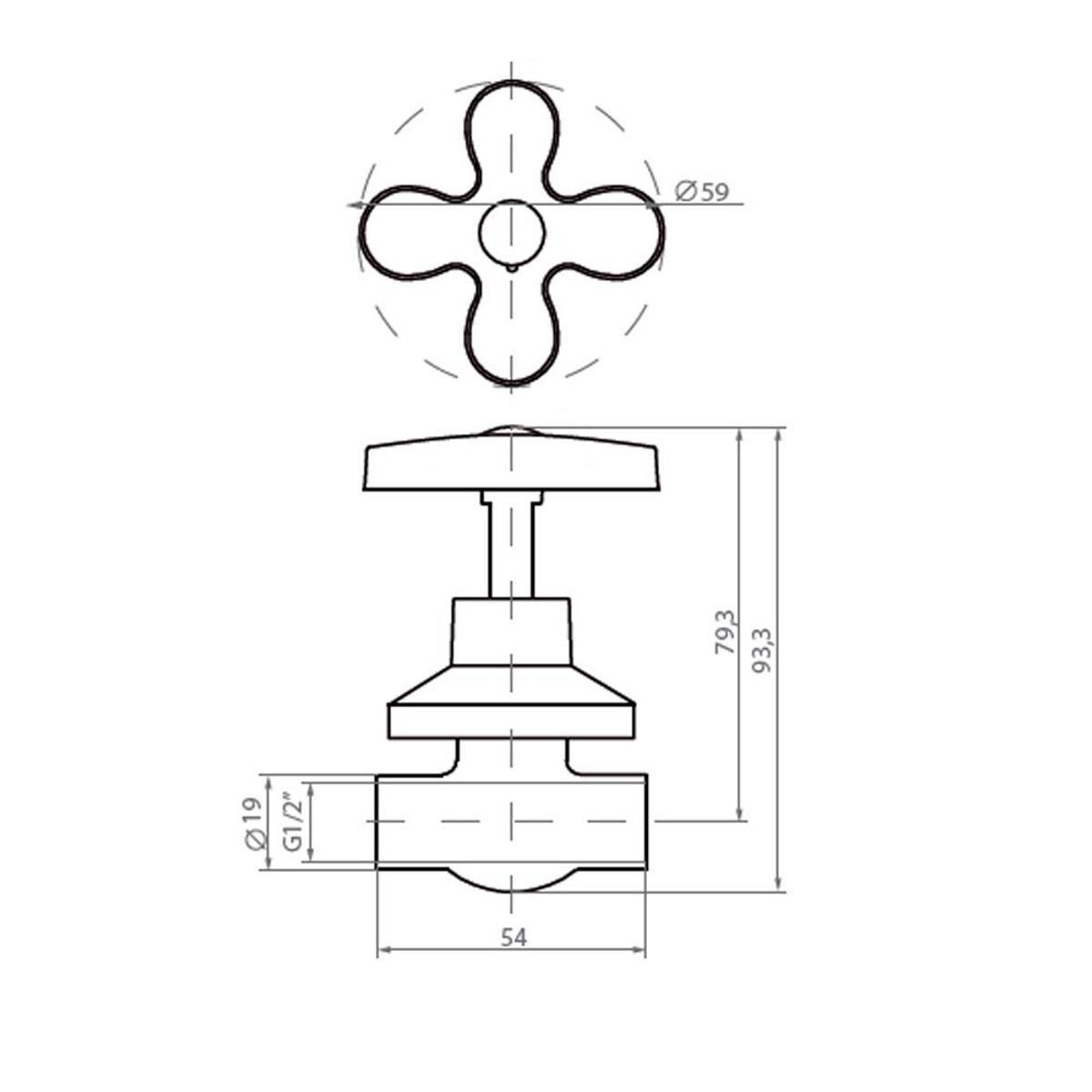 STRETTO - Llave Paso Campana Cr/Cruz  So-So 1/2