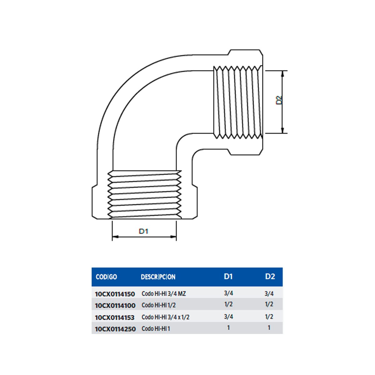 STRETTO - Codo para Agua Hi-Hi 1/2