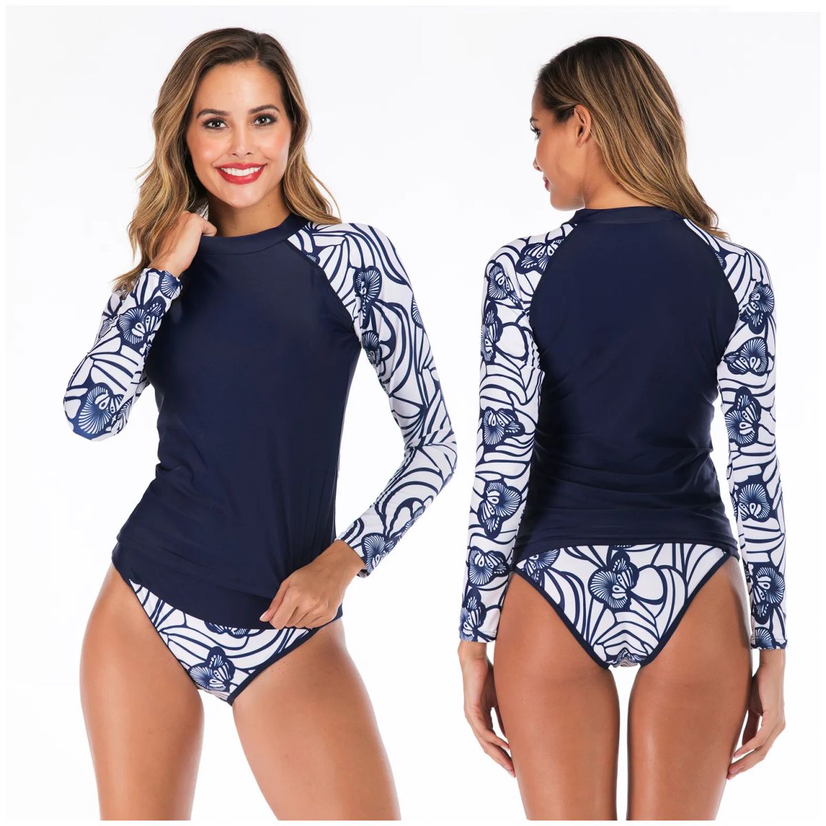 TIOZONEY - Traje De Baño Dos Piezas Manga Larga Natación