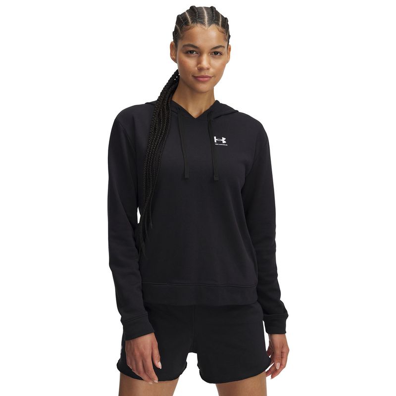 UNDER ARMOUR - Polerón Ua Rival Terry Negro Para Mujer UNDER ARMOUR.-