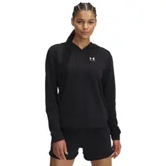 UNDER ARMOUR - Polerón Ua Rival Terry Negro Para Mujer UNDER ARMOUR.-