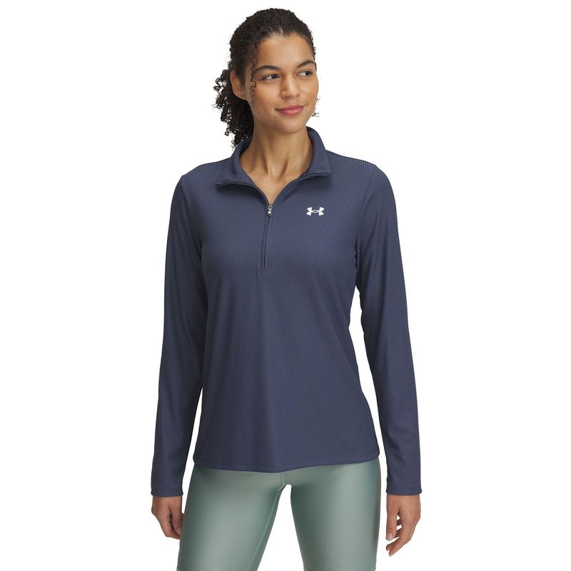 UNDER ARMOUR - Polerón UA Tech Rib ½ Cierre Mujer Gris UNDER ARMOUR.-