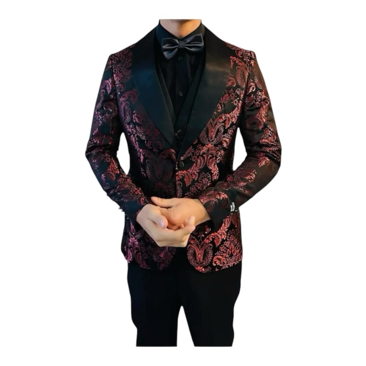 XPRESS RECHARGE - Traje de Hombre con Diseño Floral  2 piezas– Esmoquin Moderno y Elegante para Bodas
