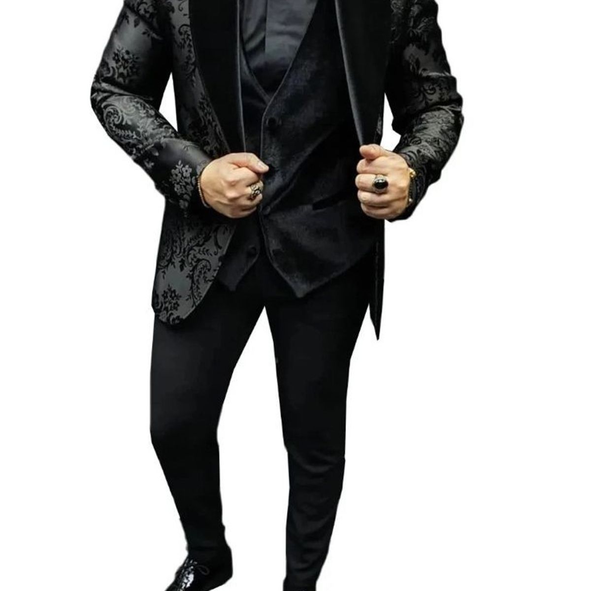 XPRESS RECHARGE - Traje de Hombre con Diseño Floral  2 piezas– Esmoquin Moderno y Elegante para Bodas